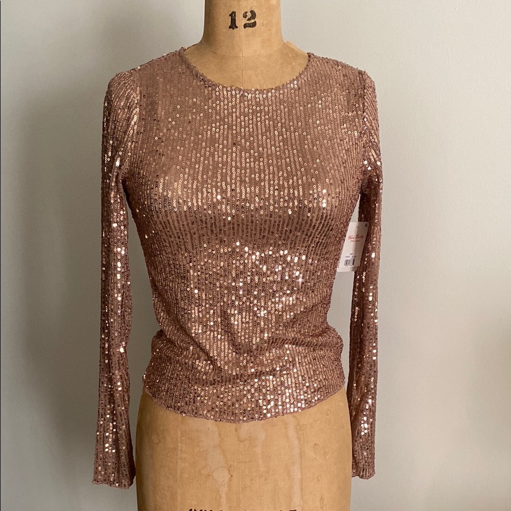 Lucky Brand Sequin Long Sleeve Top